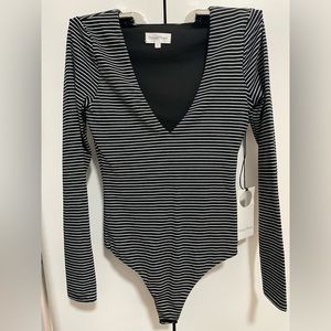 Privacy Please (Revolve) striped black and white bodysuit Size S